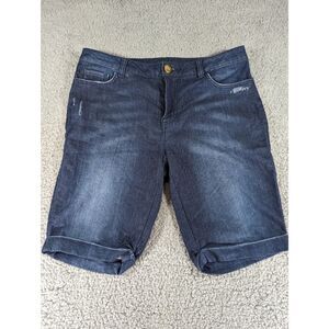 Juicy Couture Jean Shorts Womens Size 8 Dark Wash Blue Light Distressed